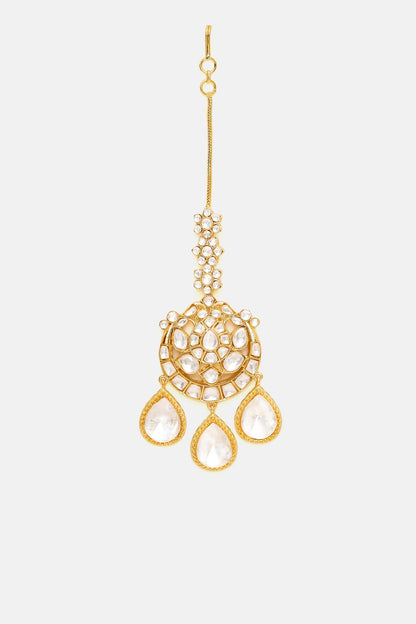 Gold Finish Kundan Polki Maangtikka