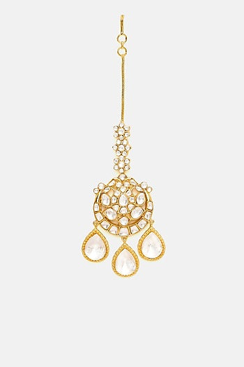 Gold Finish Kundan Polki Maangtikka