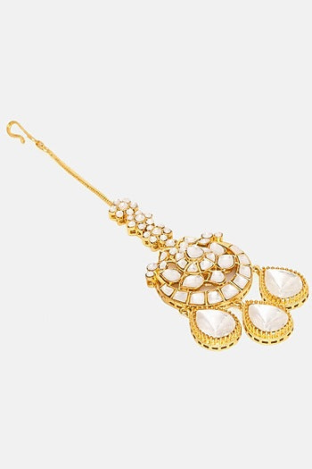 Gold Finish Kundan Polki Maangtikka