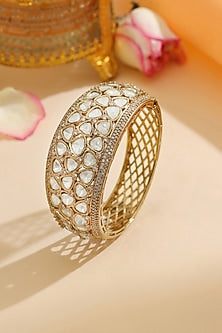 Gold Finish Kundan Polki Bracelet