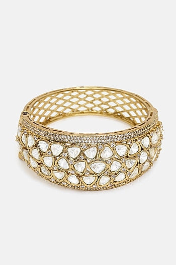 Gold Finish Kundan Polki Bracelet