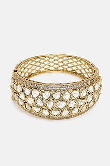 Gold Finish Kundan Polki Bracelet