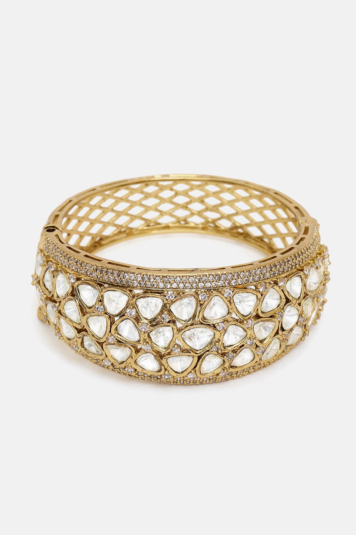 Gold Finish Kundan Polki Bracelet