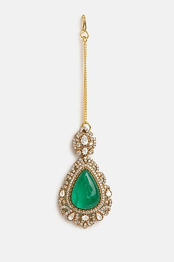 Gold Finish Moissanite & Multi-colored Semi-Precious Stone Necklace Set