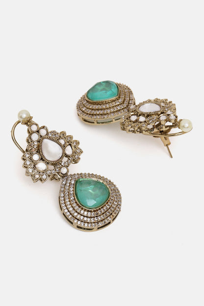 Oxidised Gold Finish Kundan Polki & Semi-Precious Stone Layered Necklace Set