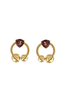 Gold Plated Pink Swarovski Stone & Pearl Enameled Dangle Earrings