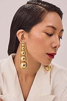 Gold Plated Enameled Dangler Earrings