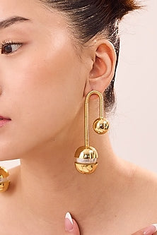 Gold Plated Pearl Enameled Dangler Earrings