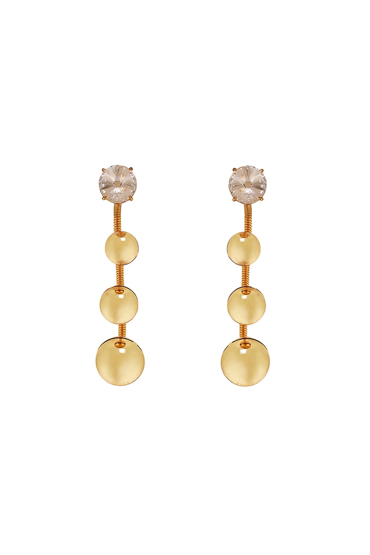 Gold Plated Swarovski Stone & Pearl Enameled Dangler Earrings
