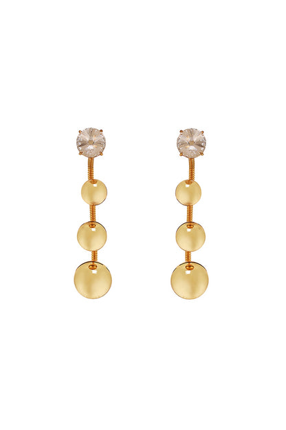 Gold Plated Swarovski Stone & Pearl Enameled Dangler Earrings