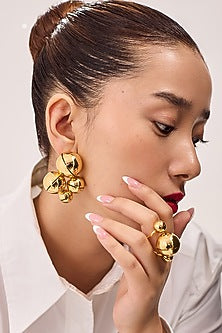 Gold Plated Enameled Dangler Earrings