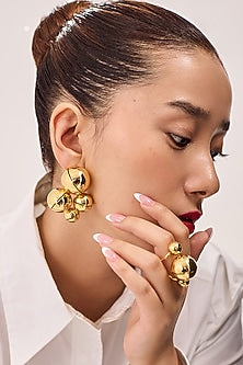 Gold Plated Enameled Dangler Earrings