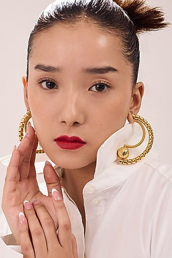 Gold Plated Enameled Dangler Earrings