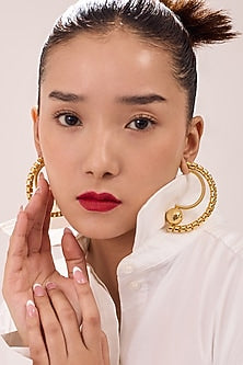 Gold Plated Enameled Dangler Earrings