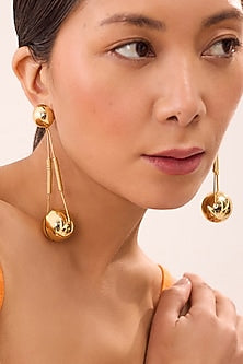 Gold Plated Enameled Drop Earrings