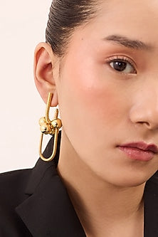 Gold Plated Enameled Dangler Earrings