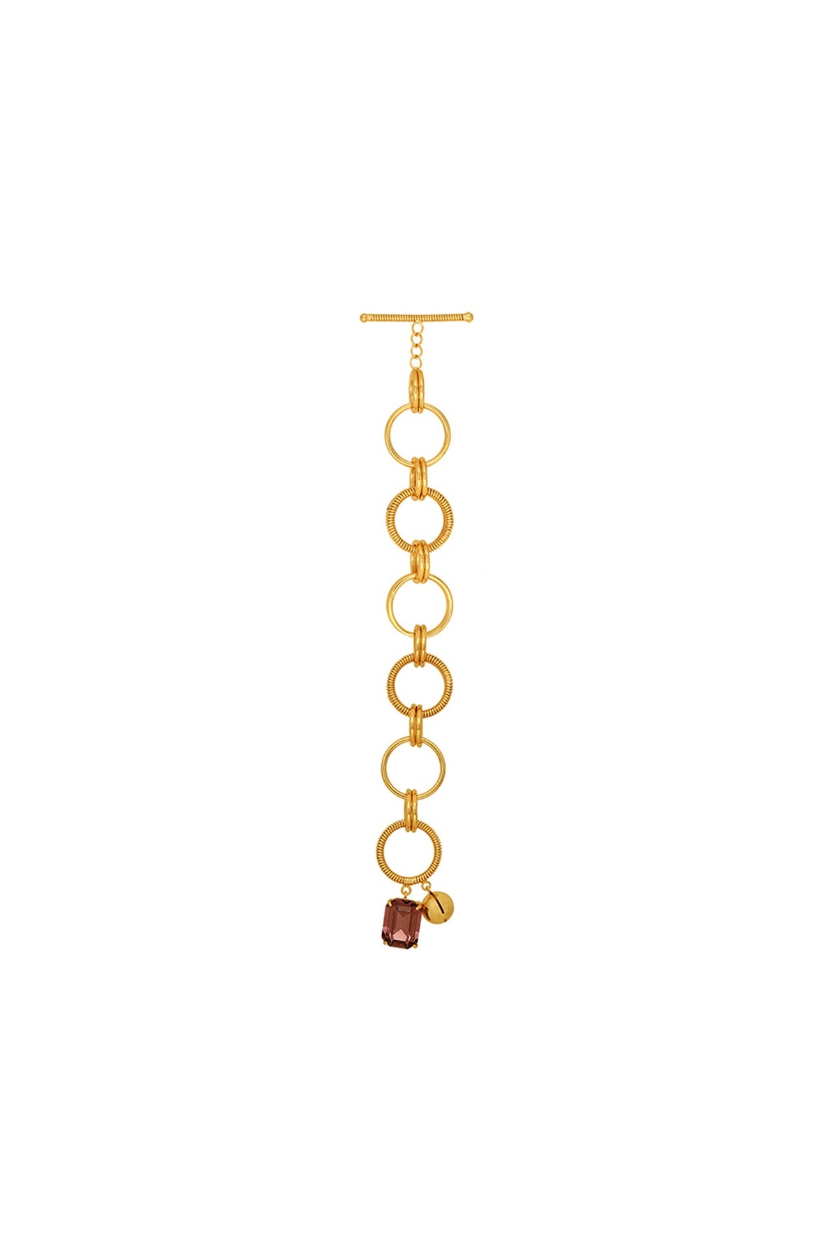 Gold Finish Pink Swarovski Stone Openable Bracelet