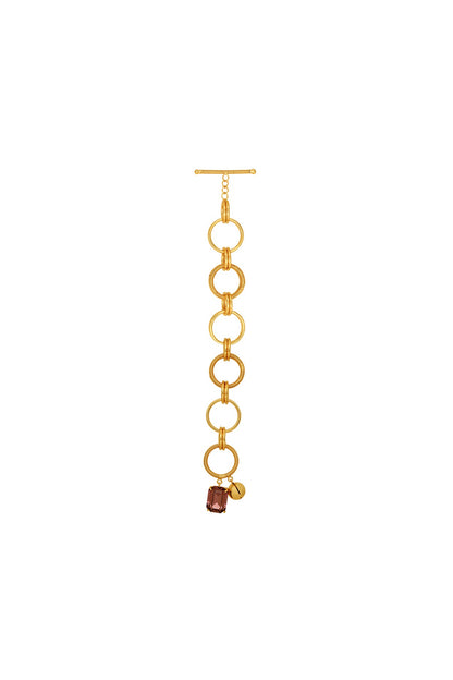Gold Finish Pink Swarovski Stone Openable Bracelet
