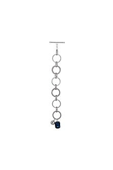 White Finish Blue Swarovski Stone Openable Bracelet