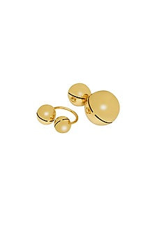 Gold Finish Adjustable Cannes Rings (Set Of 2)