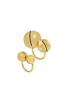 Gold Finish Adjustable Cannes Rings (Set Of 2)
