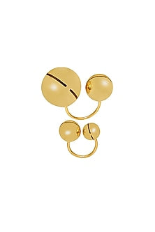 Gold Finish Adjustable Cannes Rings (Set Of 2)