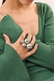 White Finish Adjustable Cluster Ring