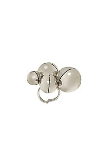 White Finish Adjustable Cluster Ring