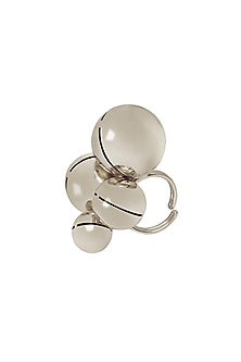 White Finish Adjustable Cluster Ring