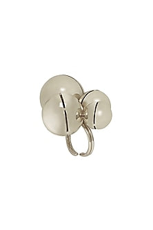 White Finish Adjustable Cluster Ring