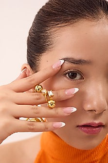 Gold Finish Champagne Swarovski Stone Adjustable Ring
