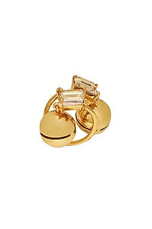Gold Finish Champagne Swarovski Stone Adjustable Ring