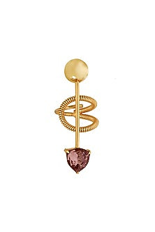 Gold Finish Pink Swarovski Stone Adjustable Ring