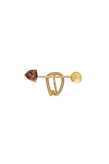 Gold Finish Pink Swarovski Stone Adjustable Ring