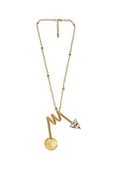 Gold Finish Swarovski Stone Pendant Necklace