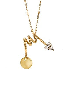 Gold Finish Swarovski Stone Pendant Necklace