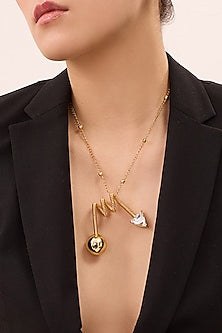 Gold Finish Swarovski Stone Pendant Necklace