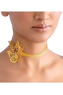 Gold Finish Flutter Choker Necklace