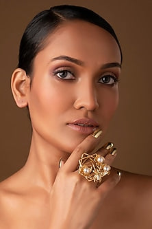 Gold Finish Honeycomb Ring