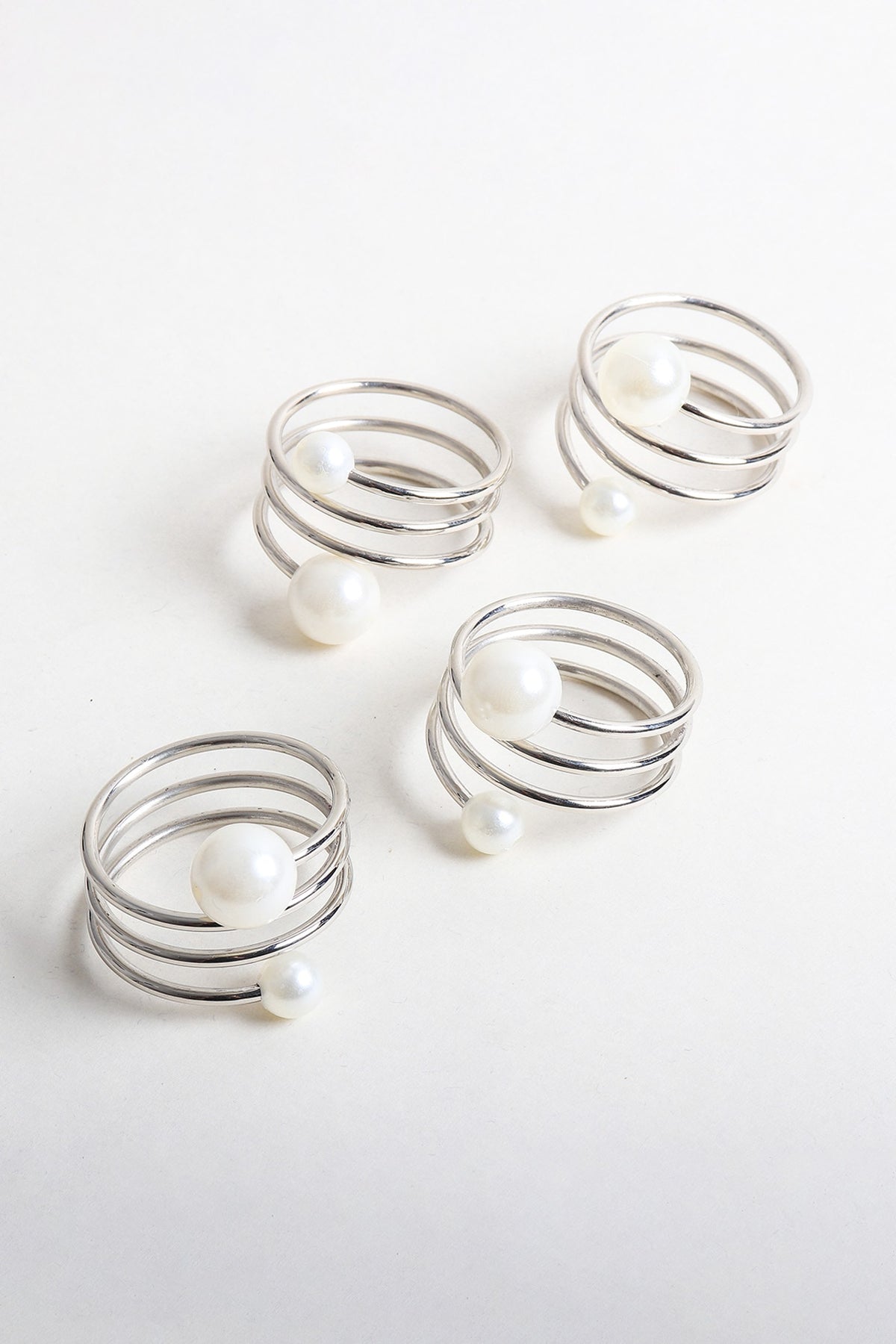 Silver Brass Napkin Rings (Set of 4)
