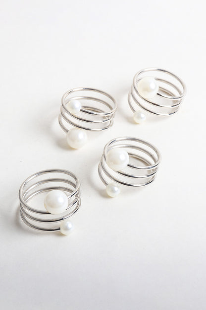 Silver Brass Napkin Rings (Set of 4)