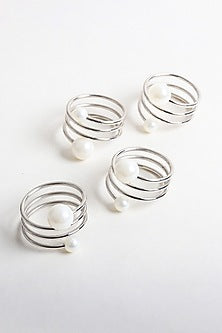 Silver Brass Napkin Rings (Set of 4)