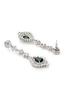 White Finish American Diamond Long Necklace Set