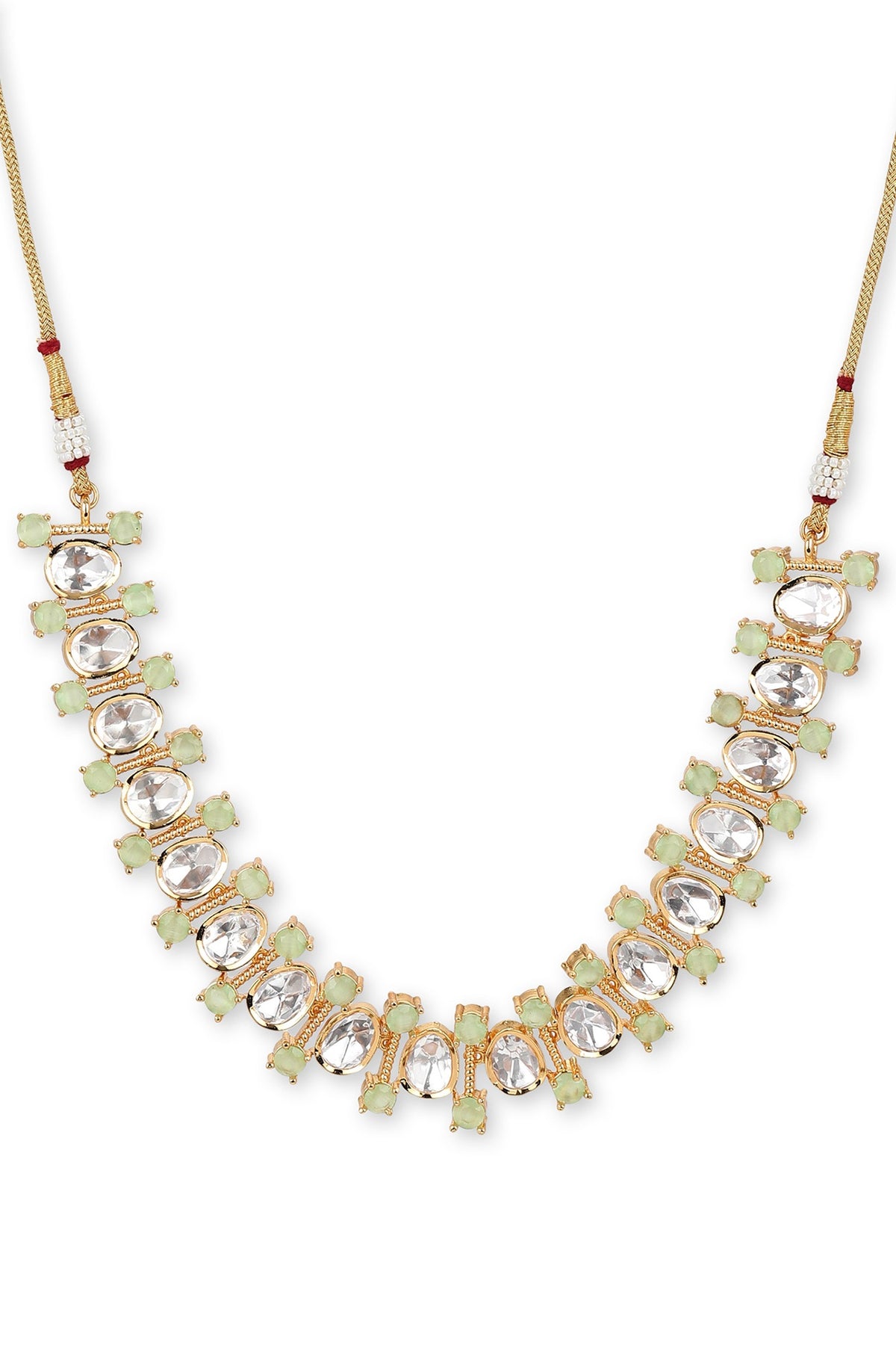 Gold Finish Kundan Polki & Diamond Choker Necklace