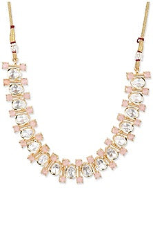 Gold Finish Kundan Polki & Diamond Choker Necklace