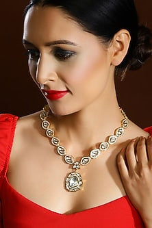 Two Tone Finish Kundan Polki & Diamond Necklace