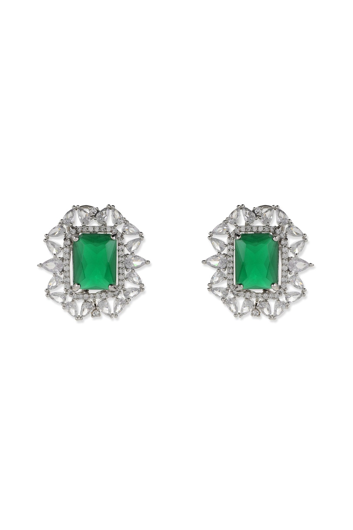 White Finish Zircon Stud Earrings With Maangtikka