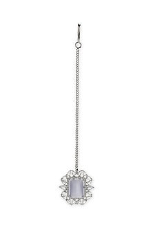 White Finish Zircon Stud Earrings With Maangtikka