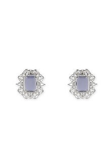 White Finish Zircon Stud Earrings With Maangtikka