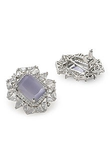 White Finish Zircon Stud Earrings With Maangtikka